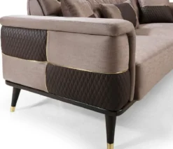 Casa Padrino Luxus Schlafsofa Braun / Dunkelbraun / Gold 225 x 94 x H. 83 cm - Modernes Wohnzimmer Sofa - Wohnzimmer Möbel