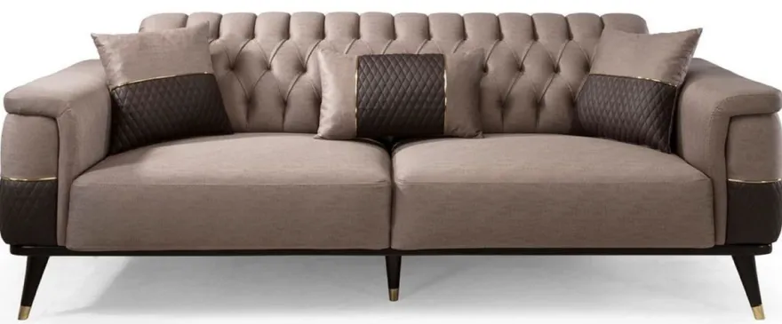 Casa Padrino Luxus Schlafsofa Braun / Dunkelbraun / Gold 225 x 94 x H. 83 cm - Modernes Wohnzimmer Sofa - Wohnzimmer Möbel