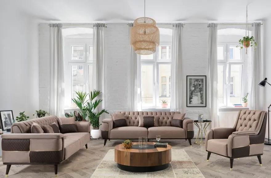 Casa Padrino Luxus Schlafsofa Braun / Dunkelbraun / Gold 225 x 94 x H. 83 cm - Modernes Wohnzimmer Sofa - Wohnzimmer Möbel