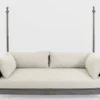 Casa Padrino Luxus Schlafsofa Grau / Cremefarben 219 x 110 x H. 200 cm - Elegantes Massivholz Sofa - Wohnzimmer Möbel - Luxus Qualität