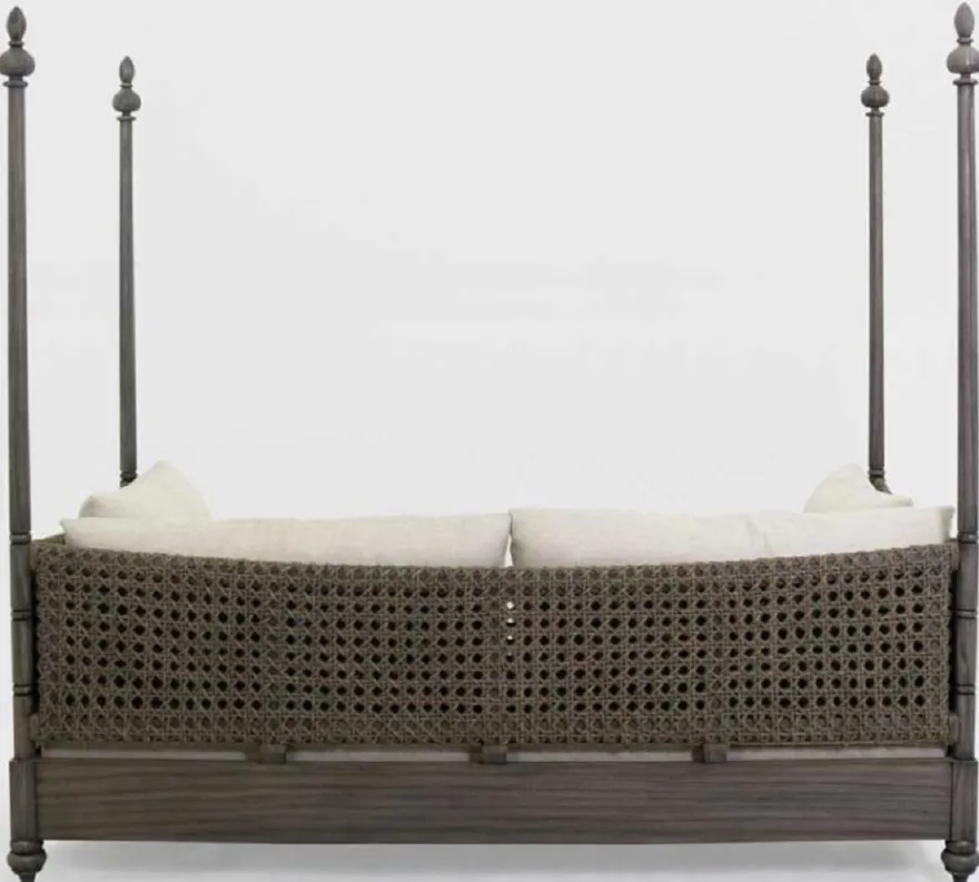 Casa Padrino Luxus Schlafsofa Grau / Cremefarben 219 x 110 x H. 200 cm - Elegantes Massivholz Sofa - Wohnzimmer Möbel - Luxus Qualität