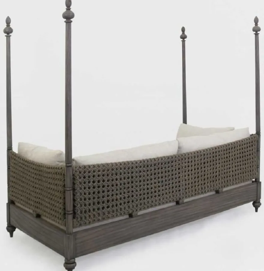 Casa Padrino Luxus Schlafsofa Grau / Cremefarben 219 x 110 x H. 200 cm - Elegantes Massivholz Sofa - Wohnzimmer Möbel - Luxus Qualität