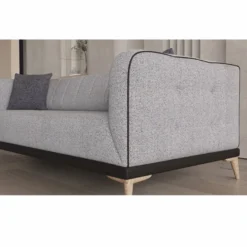 Casa Padrino Luxus Schlafsofa mit verstellbarer Rückenlehne Grau / Schwarz / Naturfarben 229 cm
