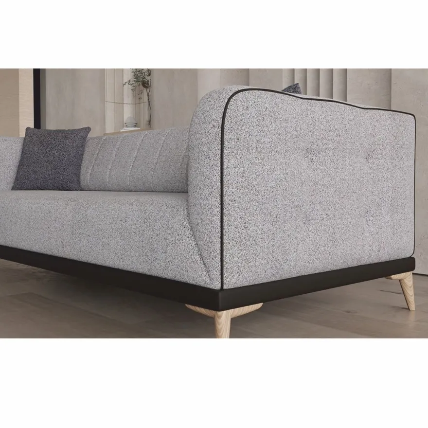 Casa Padrino Luxus Schlafsofa mit verstellbarer Rückenlehne Grau / Schwarz / Naturfarben 229 cm