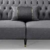 Casa Padrino Luxus Schlafsofa Grau / Schwarz / Gold 225 x 94 x H. 83 cm - Modernes Wohnzimmer Sofa - Wohnzimmer Möbel