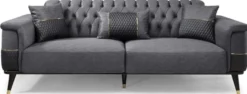 Casa Padrino Luxus Schlafsofa Grau / Schwarz / Gold 225 x 94 x H. 83 cm - Modernes Wohnzimmer Sofa - Wohnzimmer Möbel