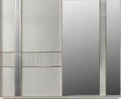Casa Padrino Luxus Schlafzimmerschrank Weiß / Gold 260 x 72 x H. 218 cm - Edler Massivholz Kleiderschrank mit 2 Schiebetüren - Luxus Schlafzimmer Möbel