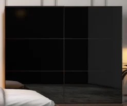 Casa Padrino Luxus Schlafzimmerschrank Braun / Schwarz 256 x 66 x H. 212 cm - Edler Massivholz Kleiderschrank mit 2 Schiebetüren - Luxus Schlafzimmer Möbel