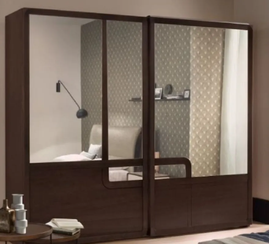 Casa Padrino Luxus Schlafzimmerschrank Braun 295 x 67 x H. 250 cm - Edler Massivholz Kleiderschrank mit 2 Schiebetüren - Schlafzimmer Möbel - Luxus Qualität - Made in Italy
