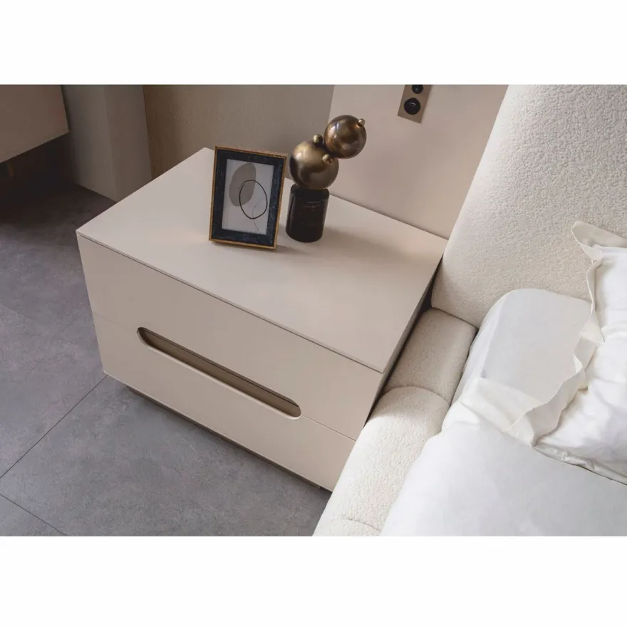 Casa Padrino Luxus Schlafzimmer Set Weiß / Grau - 1 Doppelbett & 2 Nachttische