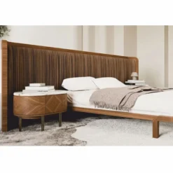 Casa Padrino Luxus Schlafzimmer Set Braun / Weiß / Messing - 1 Doppelbett mit Kopfteil & 2 Nachttische - Luxus Hotel & Schlafzimmer Möbel