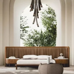 Casa Padrino Luxus Schlafzimmer Set Braun / Weiß / Messing - 1 Doppelbett mit Kopfteil & 2 Nachttische - Luxus Hotel & Schlafzimmer Möbel