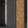 Casa Padrino Luxus Schlafzimmerschrank Schwarz / Braun 180 x 60 x H. 220 cm - Kleiderschrank mit 3 Schiebetüren - Schlafzimmer Möbel - Hotel Möbel - Luxus Möbel