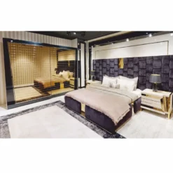 Casa Padrino Luxus Schlafzimmerschrank mit 2 Schiebetüren Schwarz / Gold 280 x H. 230 cm