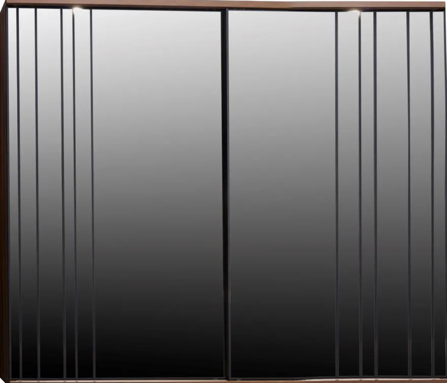 Casa Padrino Luxus Schlafzimmerschrank Braun 278 x 65 x H. 228 cm - Moderner Massivholz Kleiderschrank mit 2 verspiegelten Schiebetüren - Luxus Schlafzimmer Möbel