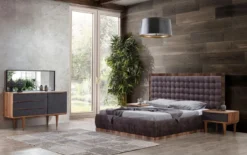 Casa Padrino Luxus Schlafzimmer Set Braun / Grau / Schwarz - 1 Luxus Kommode & 1 Luxus Wandspiegel - Moderne Schlafzimmer Möbel - Luxus Kollektion