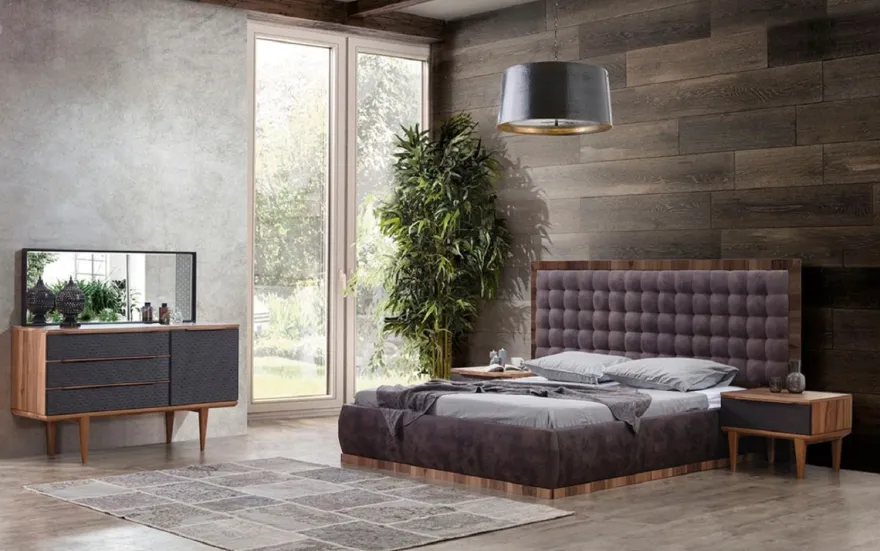 Casa Padrino Luxus Schlafzimmer Set Braun / Grau / Schwarz - 1 Luxus Kommode & 1 Luxus Wandspiegel - Moderne Schlafzimmer Möbel - Luxus Kollektion