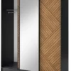 Casa Padrino Luxus Schlafzimmerschrank Schwarz / Braun 180 x 60 x H. 220 cm - Verspiegelter Kleiderschrank mit 3 Schiebetüren - Schlafzimmer Möbel - Hotel Möbel - Luxus Möbel