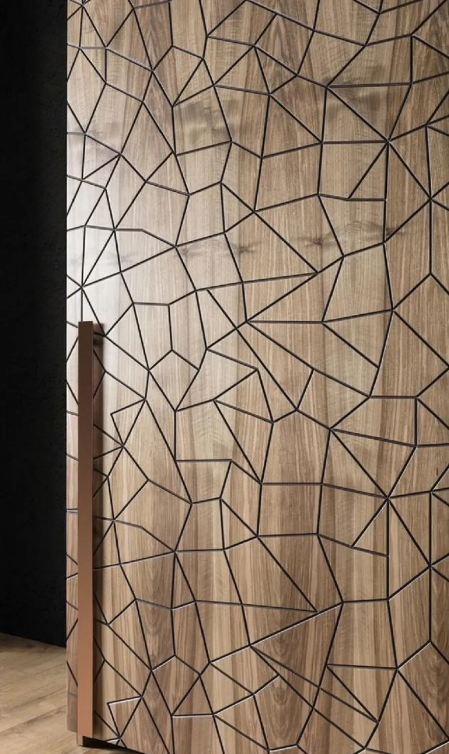 Casa Padrino Luxus Schlafzimmerschrank Braun / Kupferfarben 260 x 70 x H. 220 cm - Massivholz Kleiderschrank mit 2 Schiebetüren - Luxus Schlafzimmer Möbel