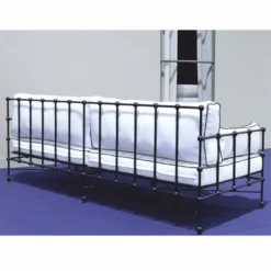 Casa Padrino Luxus Schmiedeeisen Sofa Schwarz / Weiß 245 cm - Hotel & Garten Sofa