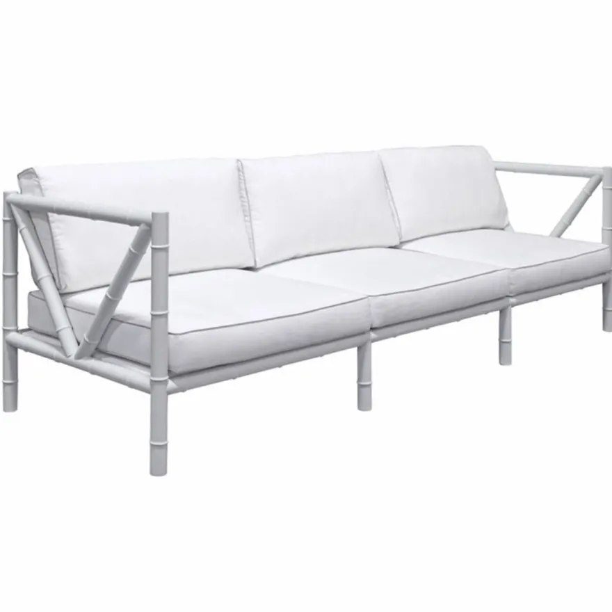 Casa Padrino Luxus Schmiedeeisen Sofa Grau / Weiß 280 cm - Hotel & Garten Sofa