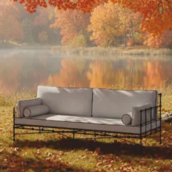 Casa Padrino Luxus Schmiedeeisen Sofa Schwarz / Grau 245 cm - Hotel & Garten Sofa