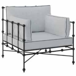 Casa Padrino Luxus Schmiedeeisen Sessel Schwarz / Grau 90 cm - Hotel & Garten Sessel