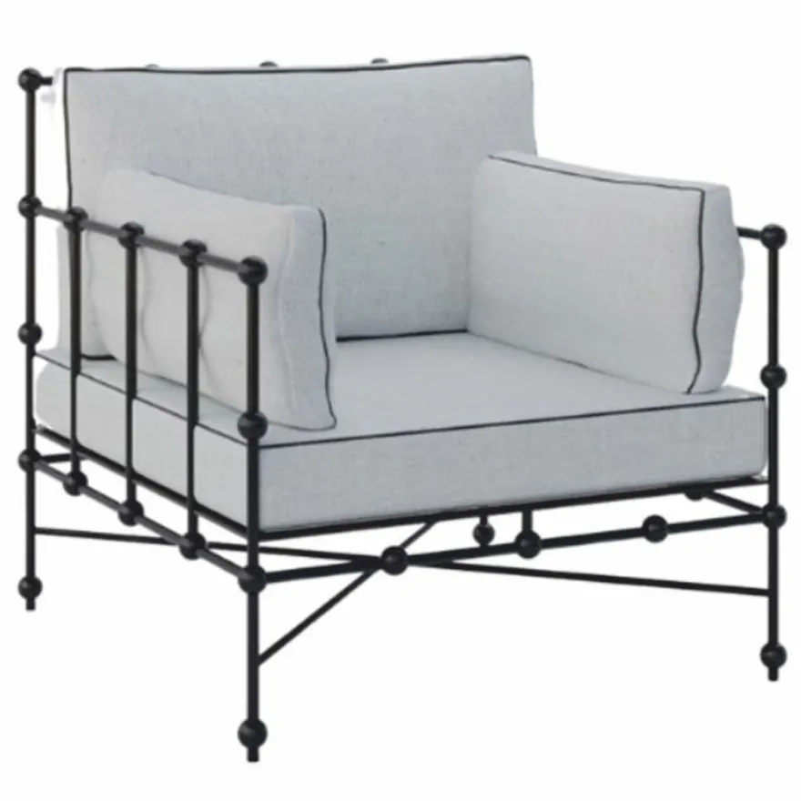 Casa Padrino Luxus Schmiedeeisen Sessel Schwarz / Grau 90 cm - Hotel & Garten Sessel