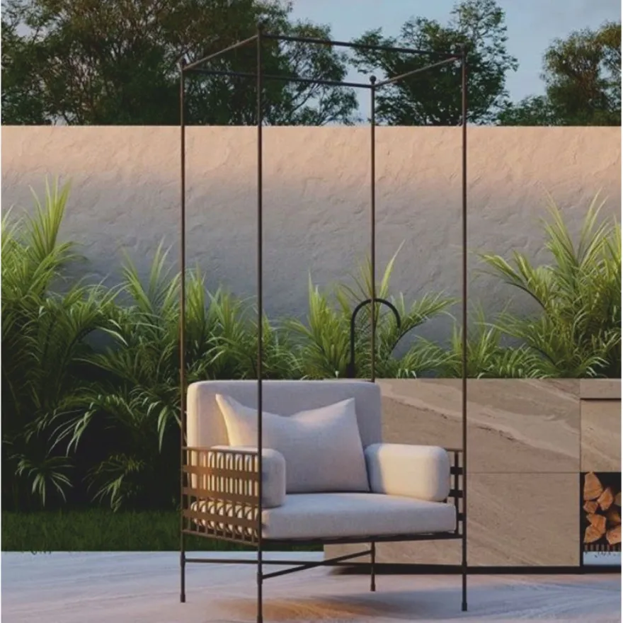 Casa Padrino Luxus Schmiedeeisen Sessel Braun / Grau H. 200 cm - Hotel & Garten Sessel