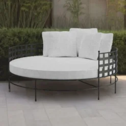 Casa Padrino Luxus Schmiedeeisen Liegeinsel Schwarz / Grau Ø 170 cm - Hotel & Garten Möbel