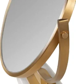 Casa Padrino Luxus Schminkspiegel Gold / Weiß H. 51 cm - Schminktisch Spiegel