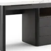 Casa Padrino Luxus Schminktisch mit 3 Schubladen und ausklappbarem Spiegel Schwarz / Weiß 120 x 50 x H. 76 cm - Luxus Badezimmer Möbel - Hotel Möbel