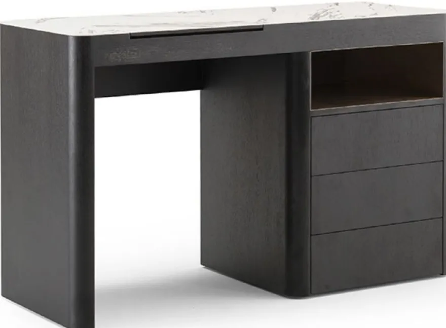 Casa Padrino Luxus Schminktisch mit 3 Schubladen und ausklappbarem Spiegel Schwarz / Weiß 120 x 50 x H. 76 cm - Luxus Badezimmer Möbel - Hotel Möbel