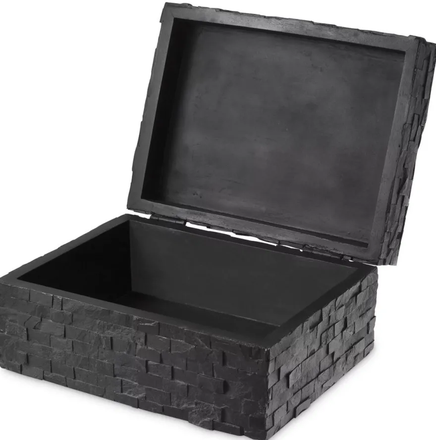 Casa Padrino Luxus Schmuckkasten Schwarz 28,5 x 22 x H. 13 cm - Schmuckschatulle - Aufbewahrungsbox - Luxus Accessoires - Deko Accessoires - Luxus Qualität