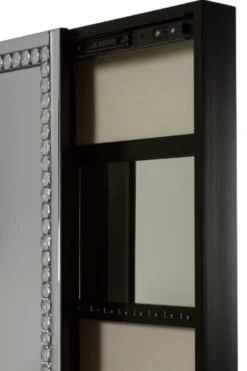 Casa Padrino Luxus Schmuckschrank mit Spiegeltür Silber / Schwarz 35 x 9 x H. 120 cm - Luxus Kollektion