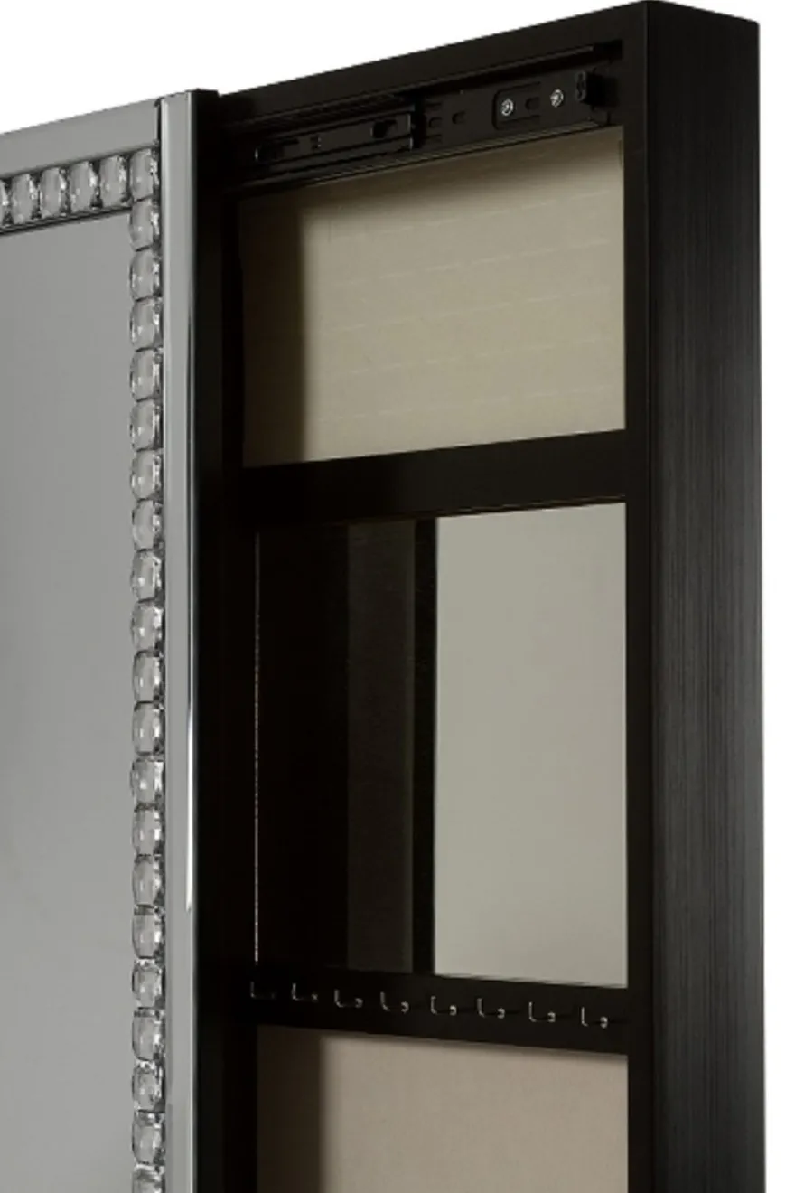 Casa Padrino Luxus Schmuckschrank mit Spiegeltür Silber / Schwarz 35 x 9 x H. 120 cm - Luxus Kollektion