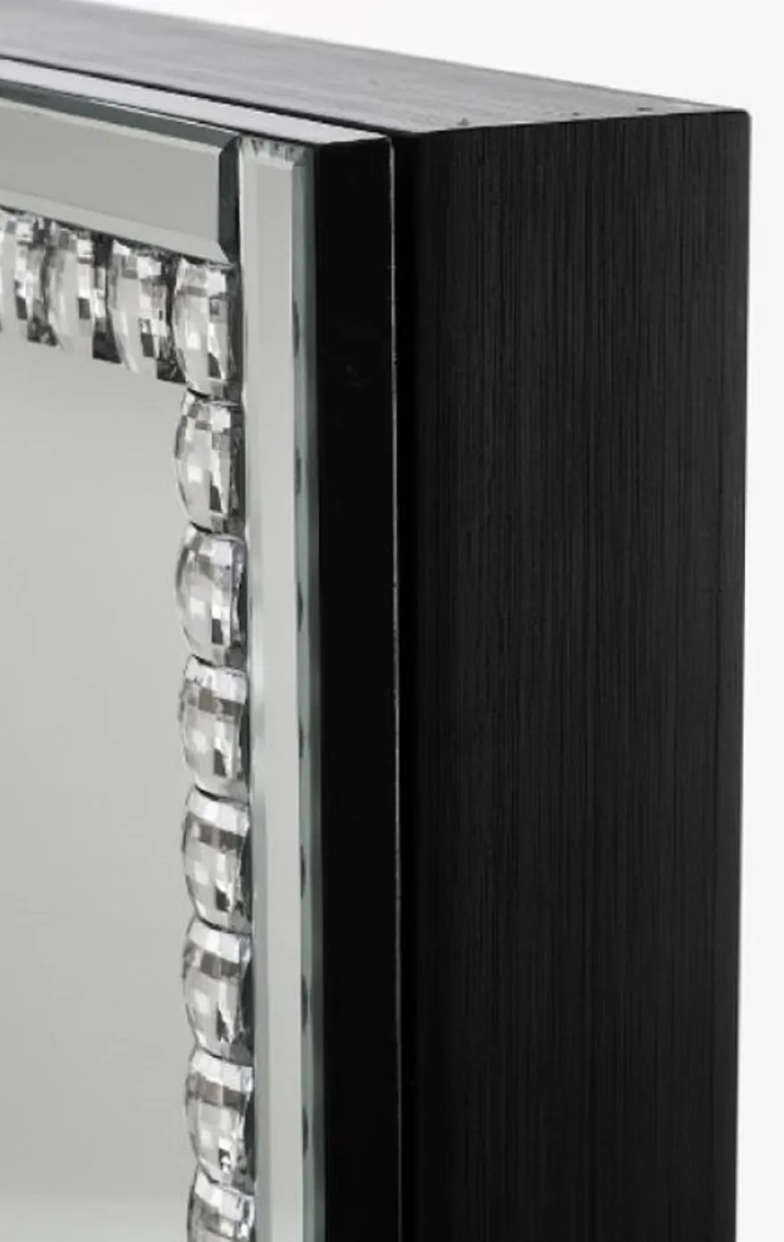 Casa Padrino Luxus Schmuckschrank mit Spiegeltür Silber / Schwarz 35 x 9 x H. 120 cm - Luxus Kollektion
