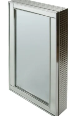 Casa Padrino Luxus Schmuckschrank Silber 40 x 9 x H. 80 cm - Spiegelschrank mit verspiegelter Schiebetür