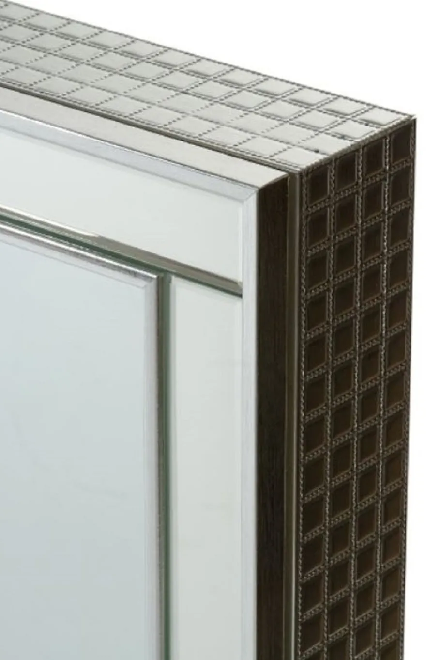 Casa Padrino Luxus Schmuckschrank Silber 40 x 9 x H. 80 cm - Spiegelschrank mit verspiegelter Schiebetür