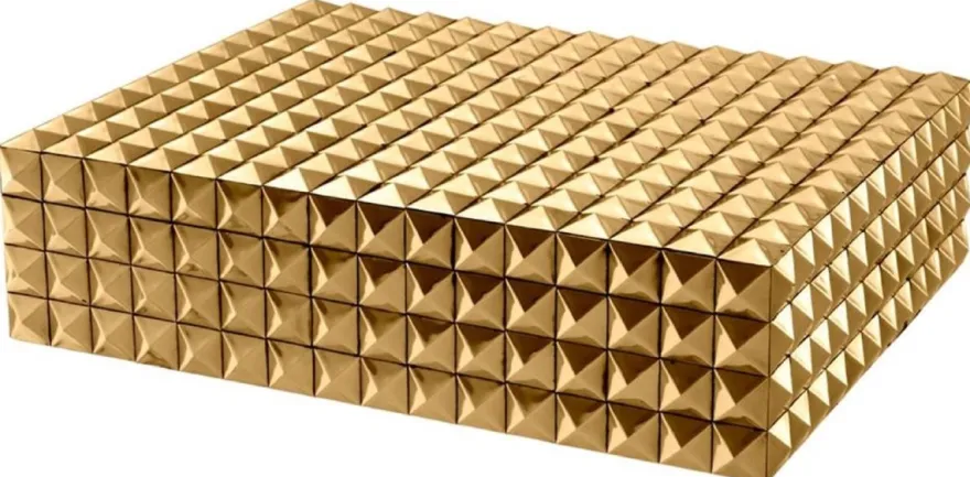 Casa Padrino Luxus Schmuckschatulle / Schmuckkasten mit Deckel Gold 40 x 30 x H. 10 cm - Luxus Accessoires