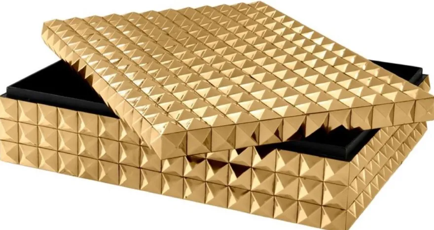 Casa Padrino Luxus Schmuckschatulle / Schmuckkasten mit Deckel Gold 40 x 30 x H. 10 cm - Luxus Accessoires