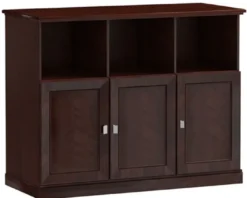 Casa Padrino Luxus Schrank mit 3 Türen Dunkelbraun / Silber 140 x 44,2 x H. 119,8 cm - Luxus Möbel