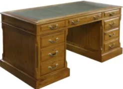 Casa Padrino Luxus Schreibtisch mit Tür und 6 Schubladen Braun / Grün 160 x 80 x H. 79 cm - Büromöbel