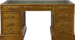 Casa Padrino Luxus Schreibtisch mit Tür und 6 Schubladen Braun / Grün 160 x 80 x H. 79 cm - Büromöbel