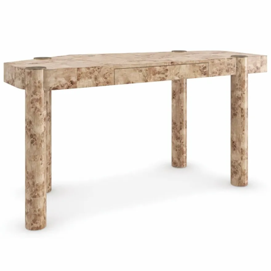 Casa Padrino Luxus Schreibtisch mit Schublade Vogelaugenahorn 155 cm - Büro Möbel