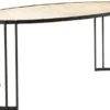 Casa Padrino Luxus Schreibtisch Naturfarben / Schwarz 160 x 40 x H. 74 cm - Ovaler Bürotisch mit Massivholz Tischplatte und Metall Gestell - Luxus Büromöbel