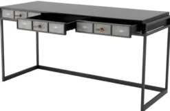 Casa Padrino Luxus Schreibtisch mit 3 Schubladen Schwarz / Grau 150 x 60 x H. 75 cm - Luxus Büromöbel