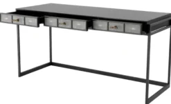 Casa Padrino Luxus Schreibtisch mit 3 Schubladen Schwarz / Grau 150 x 60 x H. 75 cm - Luxus Büromöbel