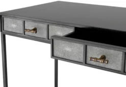 Casa Padrino Luxus Schreibtisch mit 3 Schubladen Schwarz / Grau 150 x 60 x H. 75 cm - Luxus Büromöbel