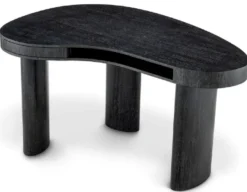 Casa Padrino Luxus Schreibtisch Schwarzgrau 145 x 91 x H. 78,5 cm - Gebogener Bürotisch mit Schublade - Computertisch - Büro Möbel - Luxus Möbel - Luxus Einrichtung - Luxus Qualität